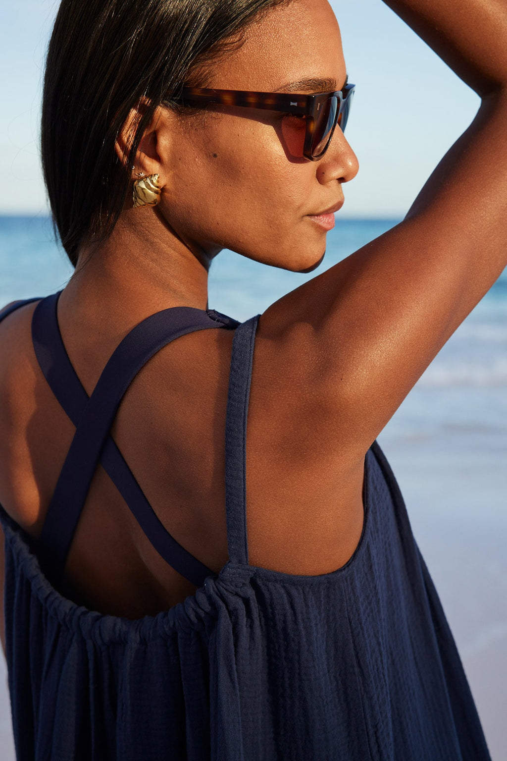 Capri Scoop Back Cover-Up in Deep Navy - Main Image 3