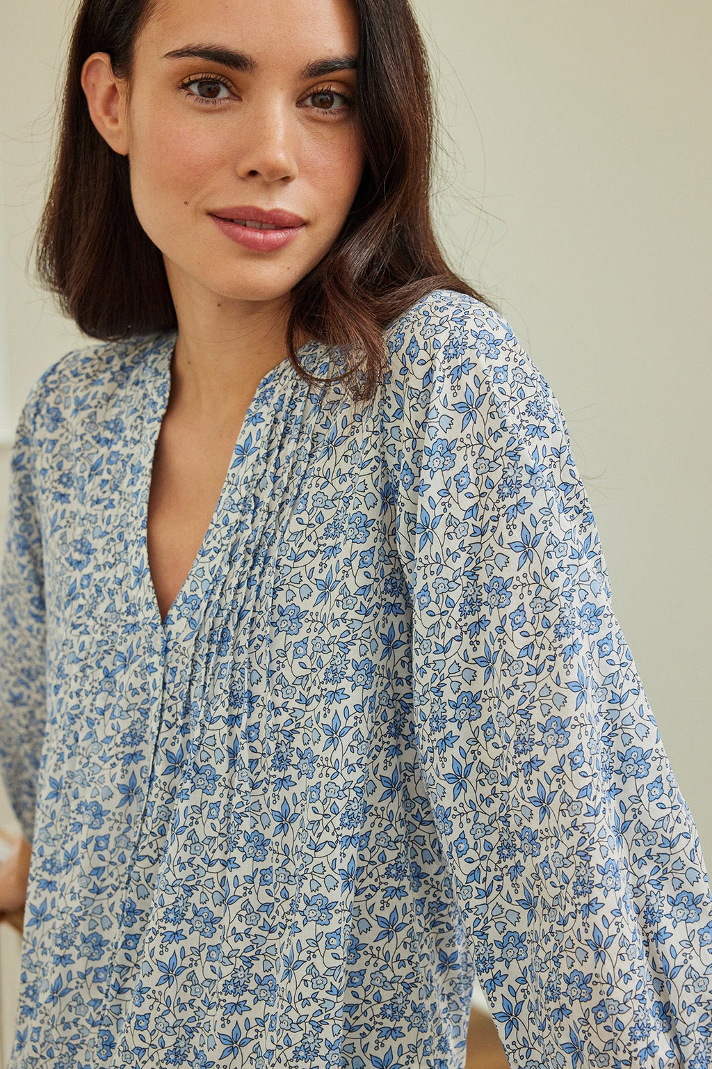 Eloise Tiered Dress in Delft Blue Garden Floral - Main Image 6