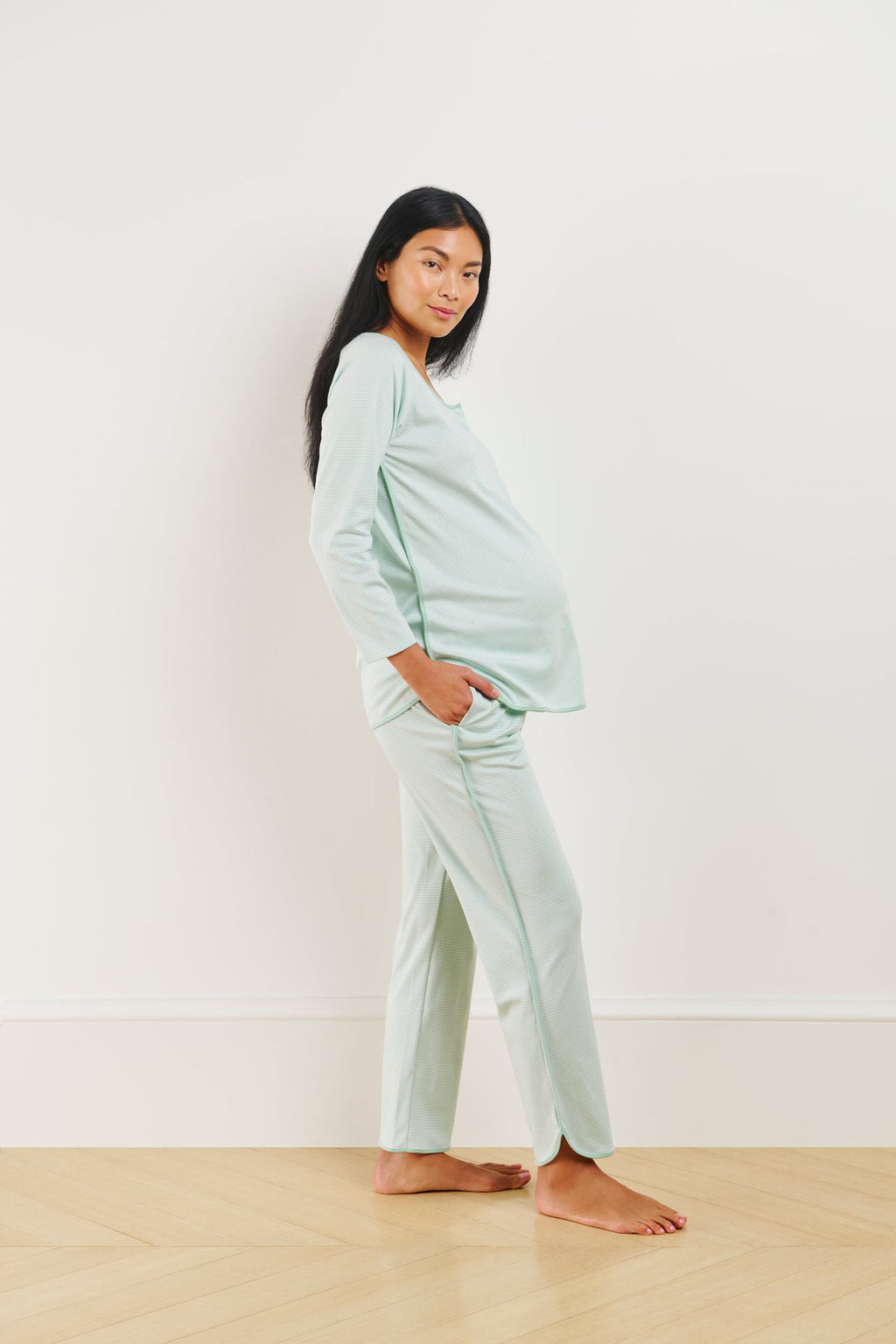 Pima Maternity Long-Long Set in Parisian Green - Main Image 1