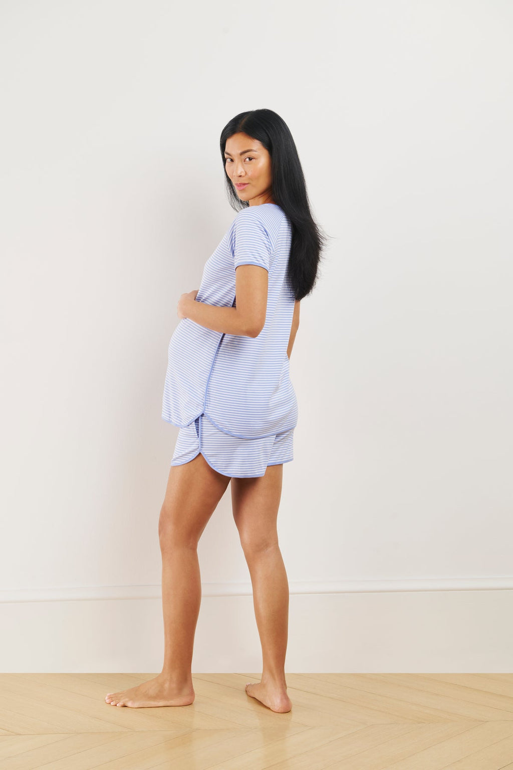 Pima Maternity Shorts Set in Hydrangea - Main Image 1