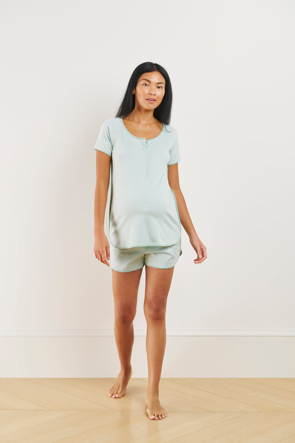 Pima Maternity Shorts Set in Parisian Green - Main Image 2