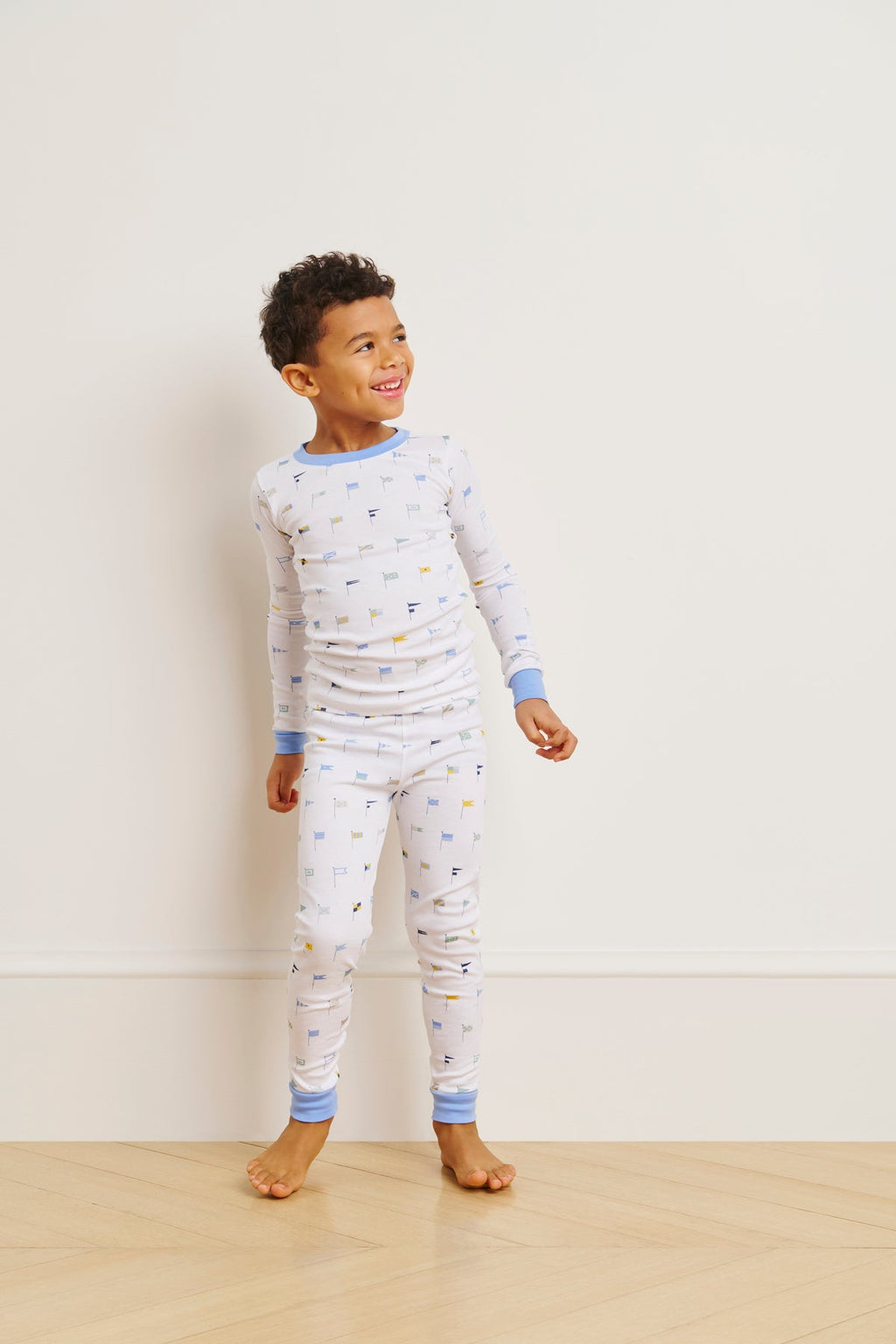 Kids Long-Long Set in Baltic Blue Nautical Flags - Main Image 2