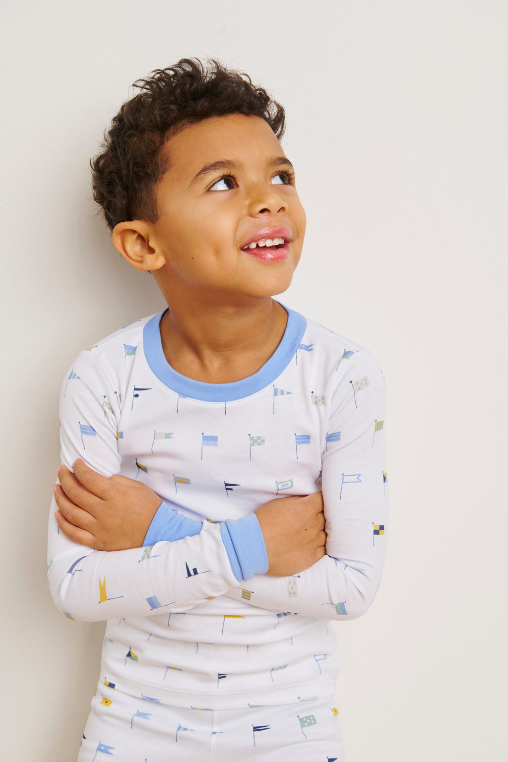 Kids Long-Long Set in Baltic Blue Nautical Flags - Main Image 1
