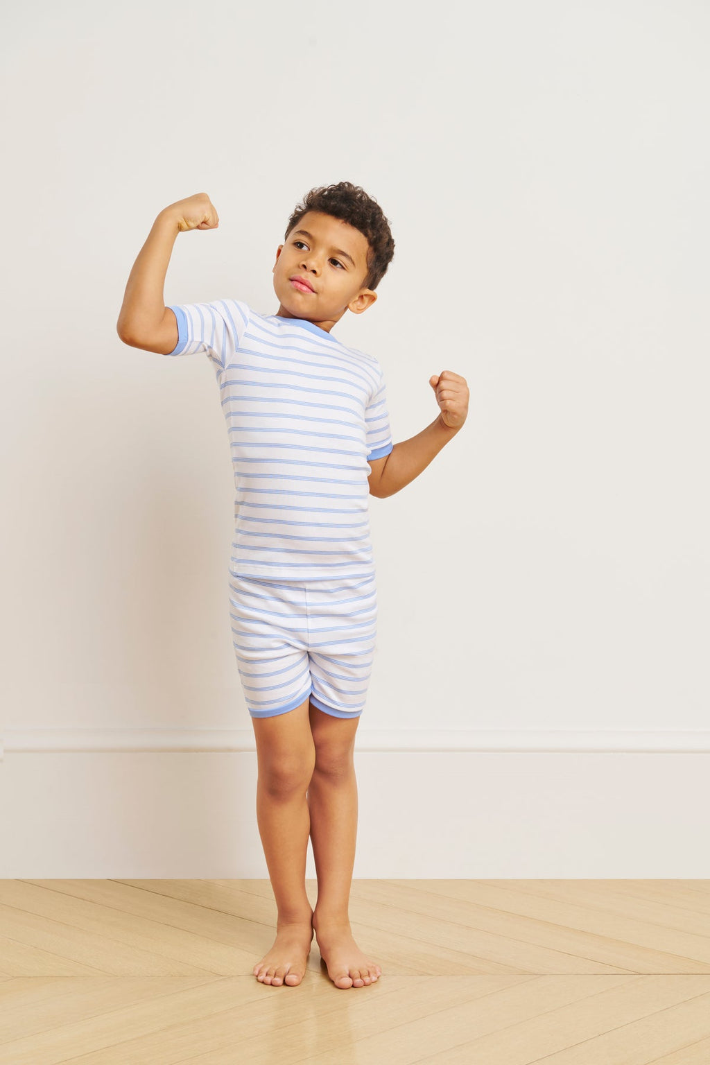 Kids Shorts Set in Baltic Blue Triple Stripe - Main Image 1