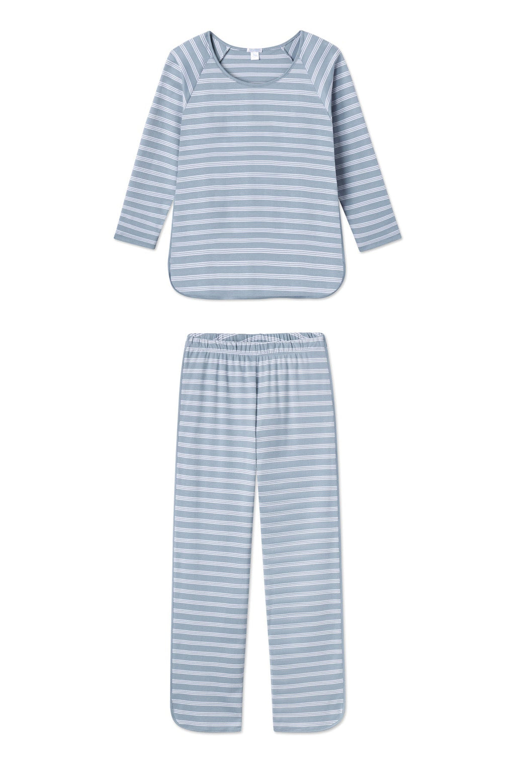 Pima Long-Long Set in Dusty Blue Stripe - Featured Image 4