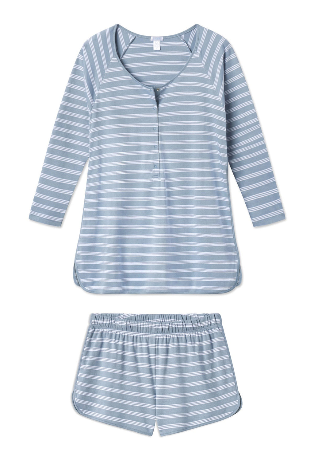 Pima Maternity Long-Short Set in Dusty Blue Stripe - Featured Image 5