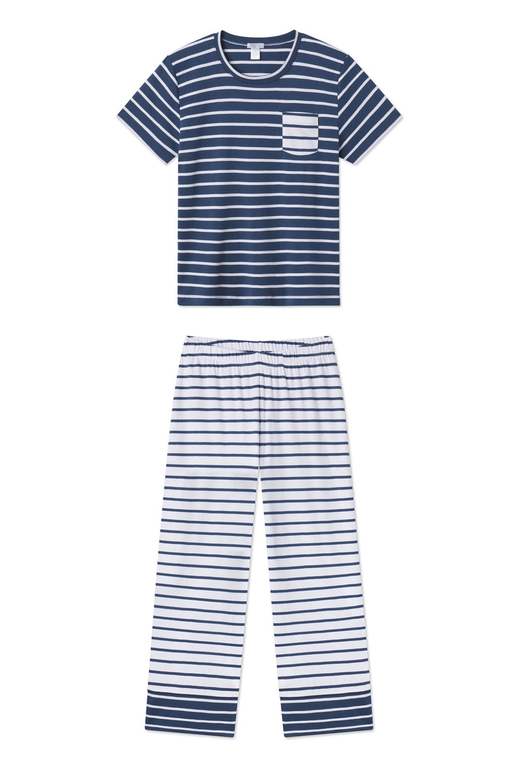 Pima Crew Wide Leg Pajama Set in Mixed Breton Stripe - Featured Image 3