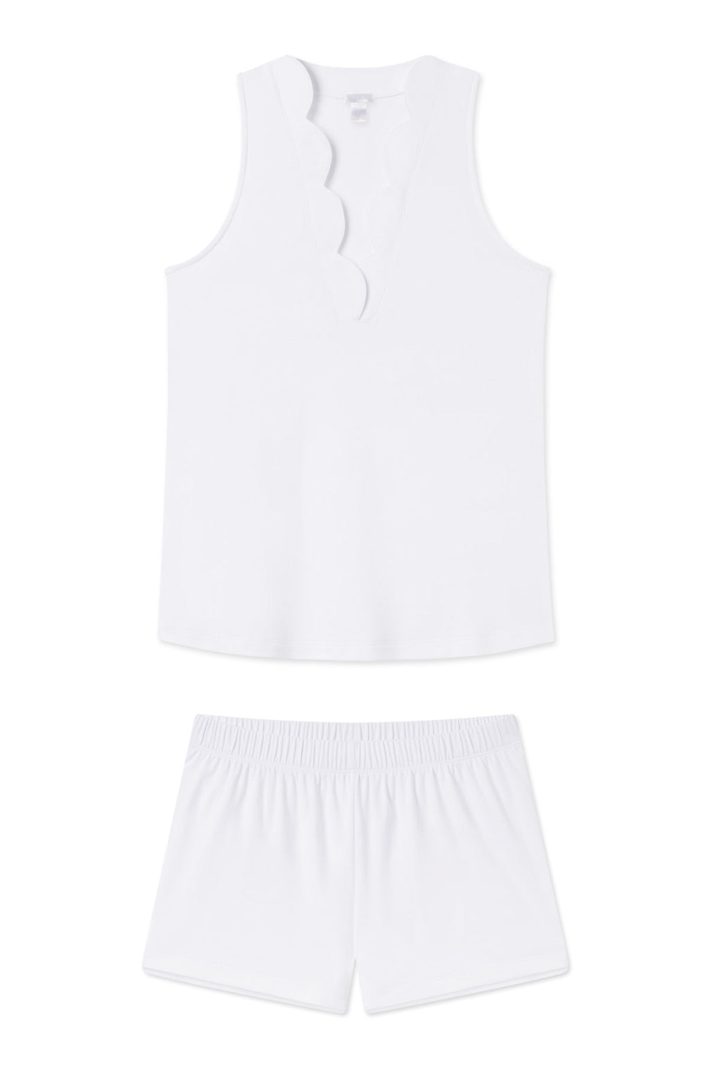 Pima Scallop Shorts Set in White - Featured Image 4