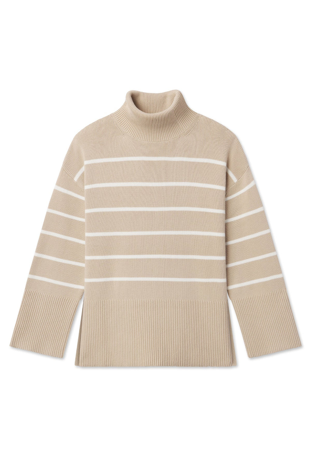 Madeline Cotton Sweater in Driftwood Ivory Stripe - Featured Image 5