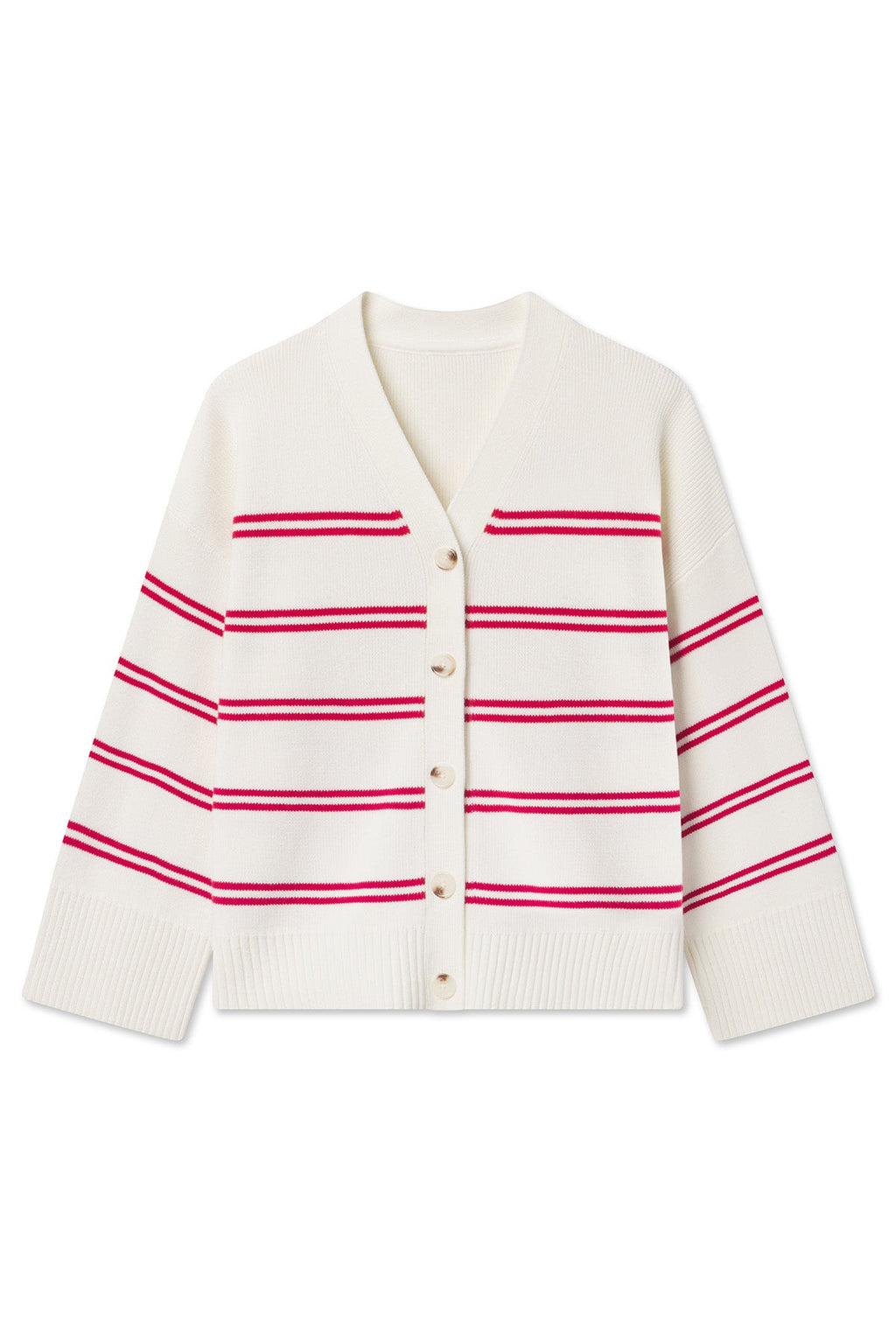 Nora Cotton Cardigan in Ivory Red Stripe - Featured Image 6