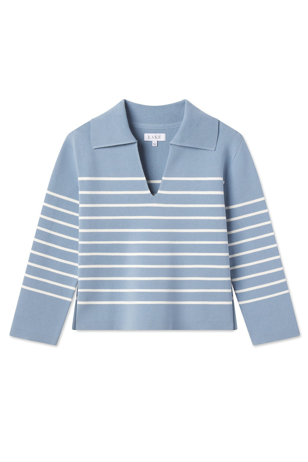 Lydia Cotton Sweater in Dusty Blue Ivory Stripe - Featured Image 4