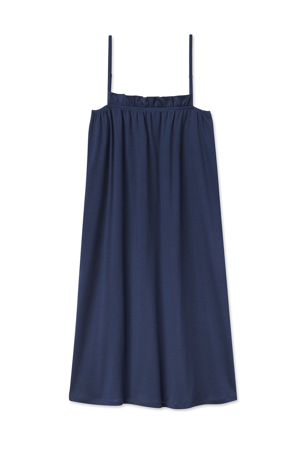 Pima Ruffle Nightgown in Navy - Featured Image 3