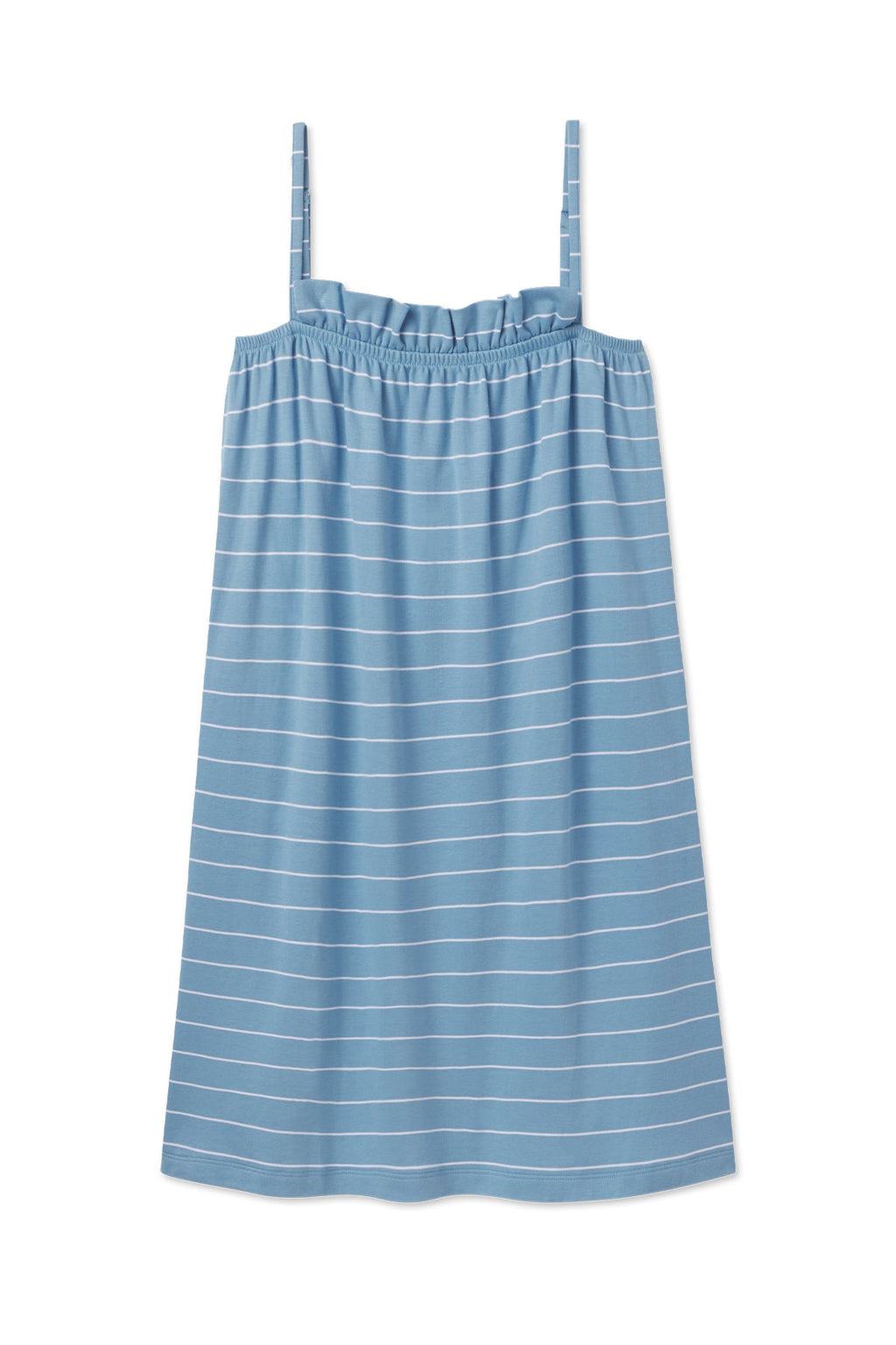 Pima Ruffle Nightgown in Serene Blue Boating Stripe - Featured Image 3