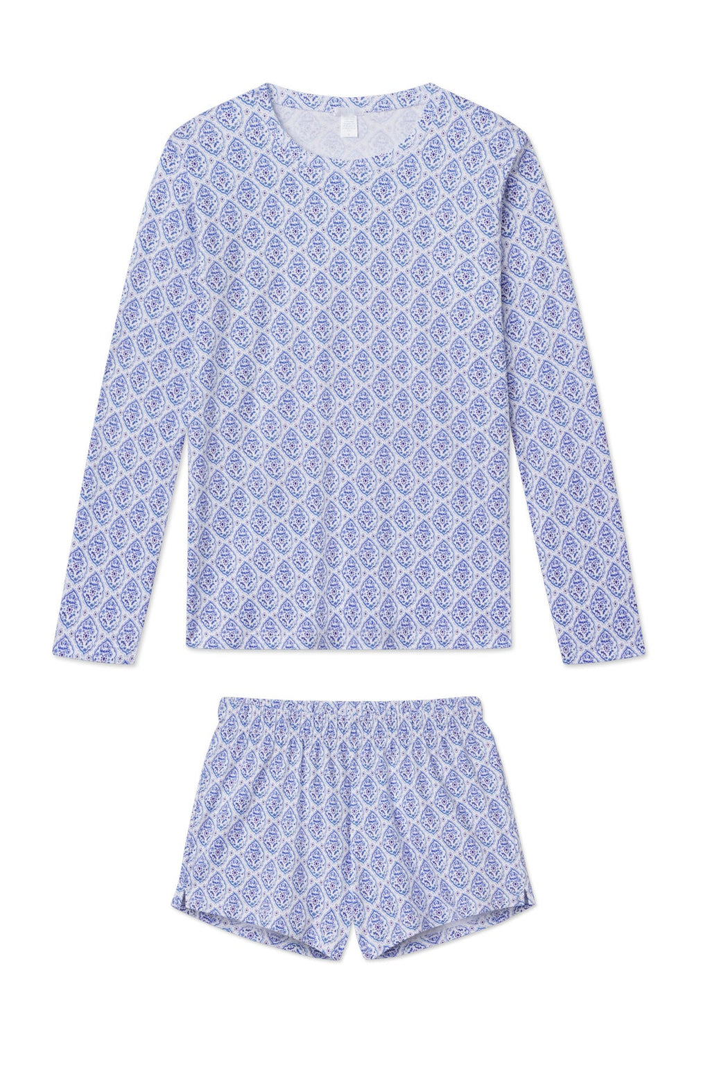 Pima Crew Long-Short Set in French Navy Medallions - Featured Image 5
