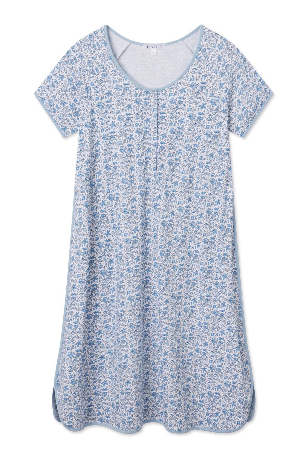 Pima Maternity Nightgown in Delft Blue Garden Floral - Featured Image 5