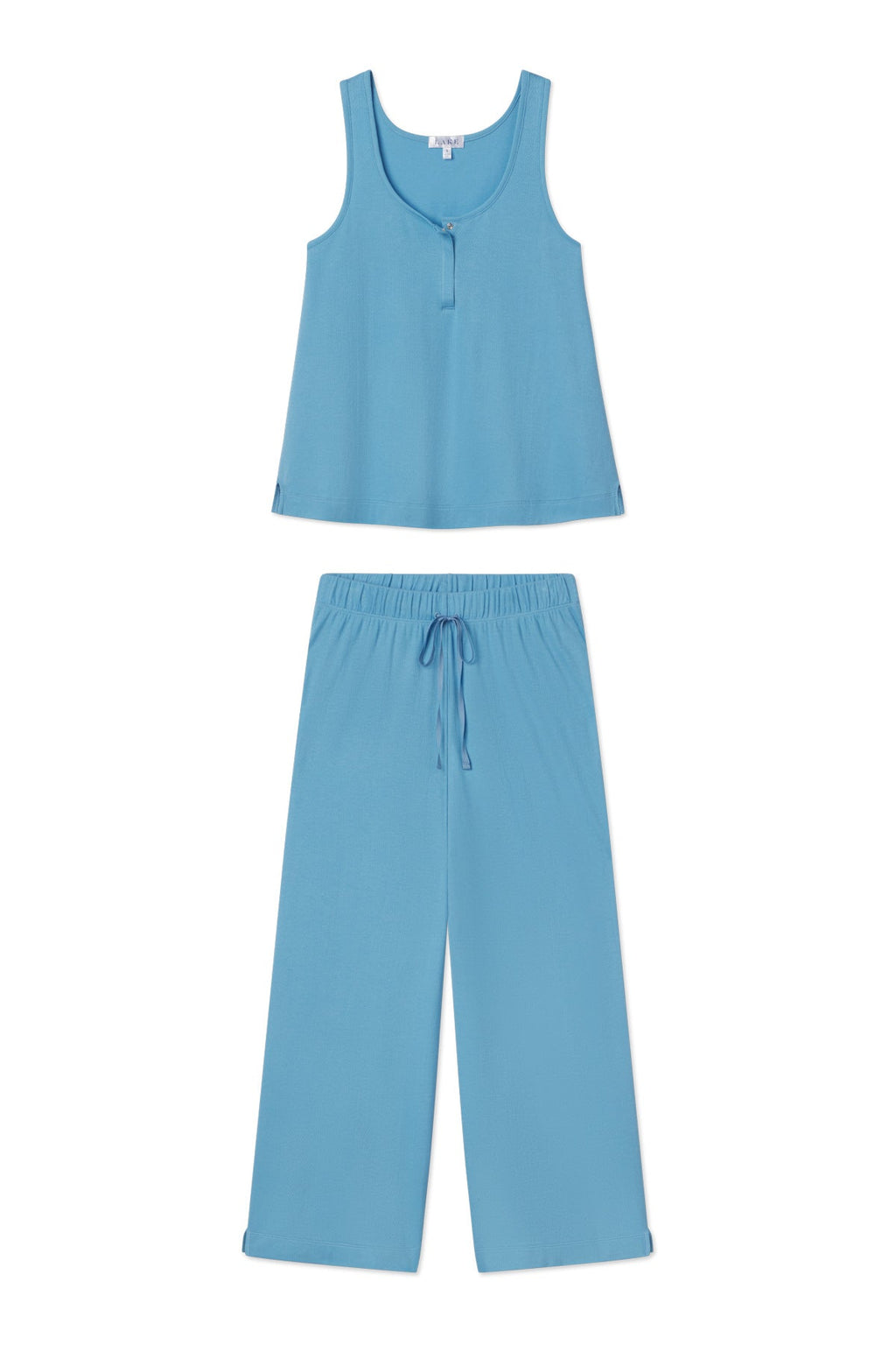 Pointelle Maternity Wide Leg Tank Set in Serene Blue - Featured Image 4