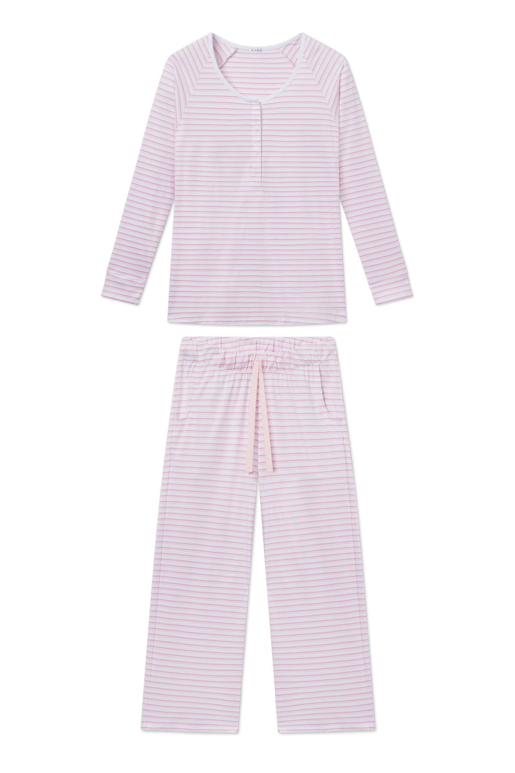 Pima Maternity Wide Leg Pajama Set in Foxglove Double Stripe - Featured Image 2