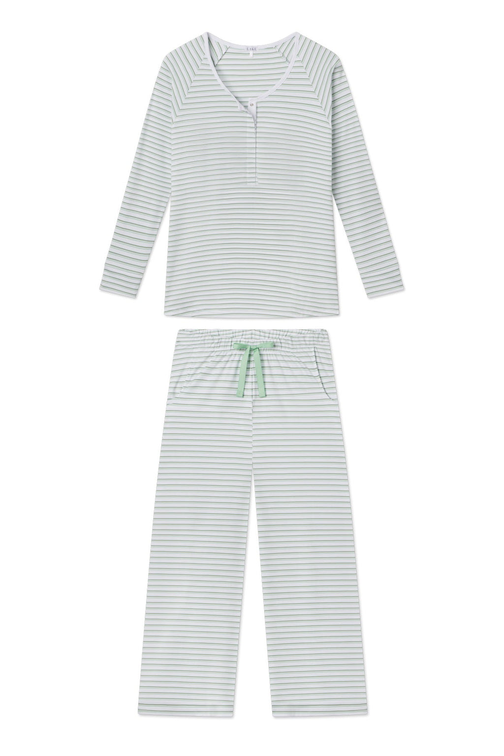 Pima Maternity Wide Leg Pajama Set in Parisian Green Double Stripe - Featured Image 4