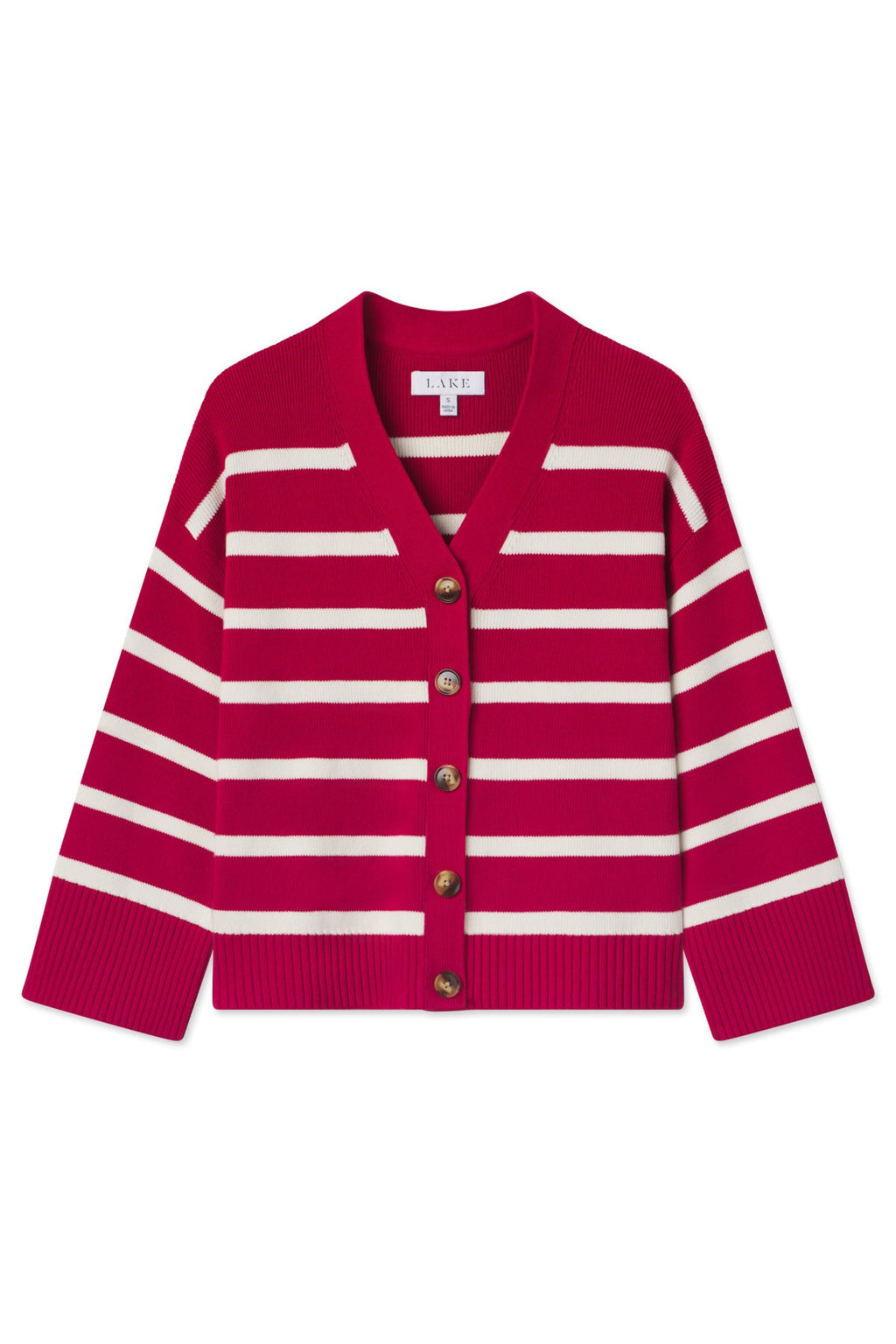Nora Cardigan in Ivory Crimson Inverse Stripe - Featured Image 6