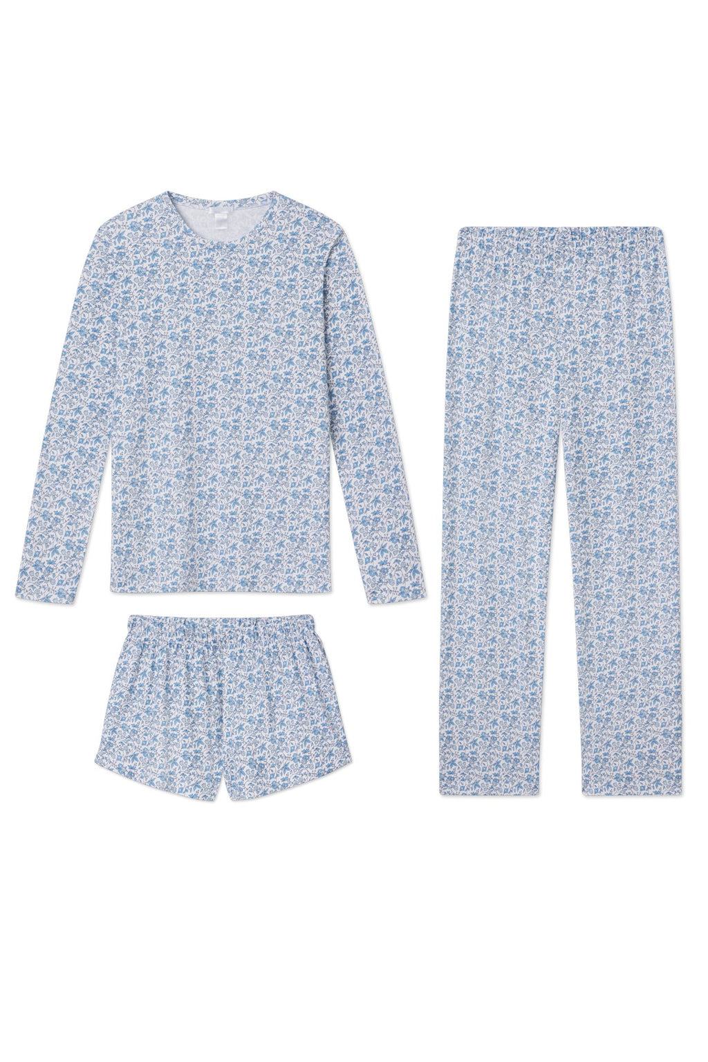 Pima Crew Long Sleeve Bundle in Delft Blue Garden Floral - Featured Image 5