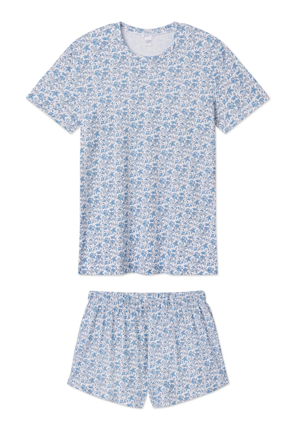 Pima Crew Shorts Set in Delft Blue Garden Floral - Featured Image 4
