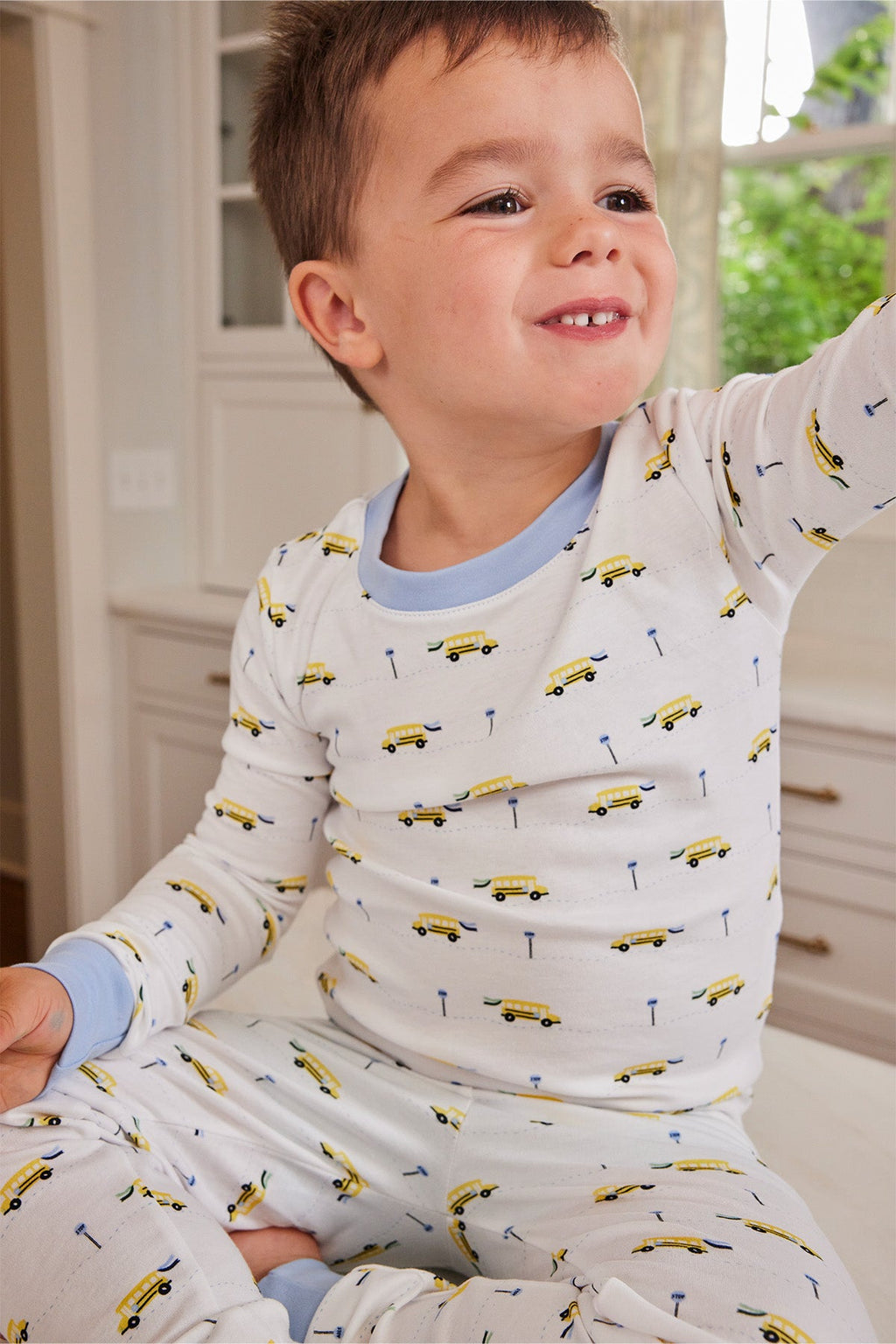 Kids Long-Long Set in Morning Light School Buses - Main Image 1