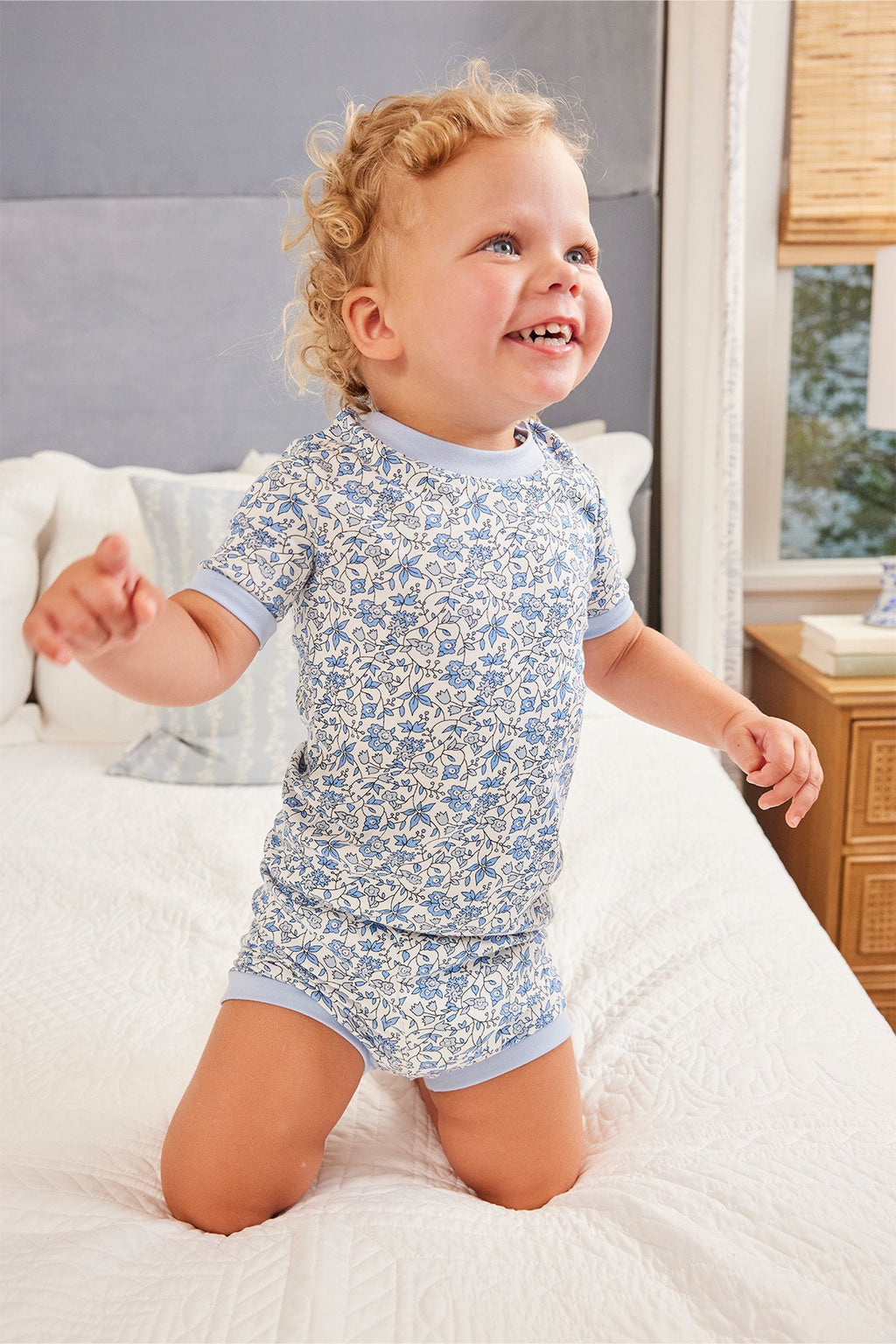 Kids Shorts Set in Delft Blue Garden Floral - Main Image 3