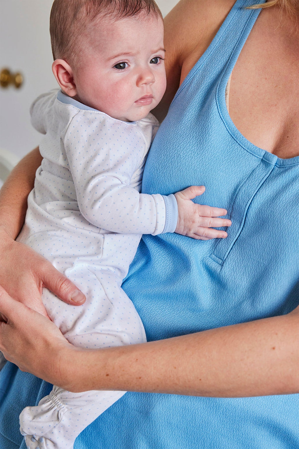Baby Sleeper in French Blue Pindot - Main Image 1