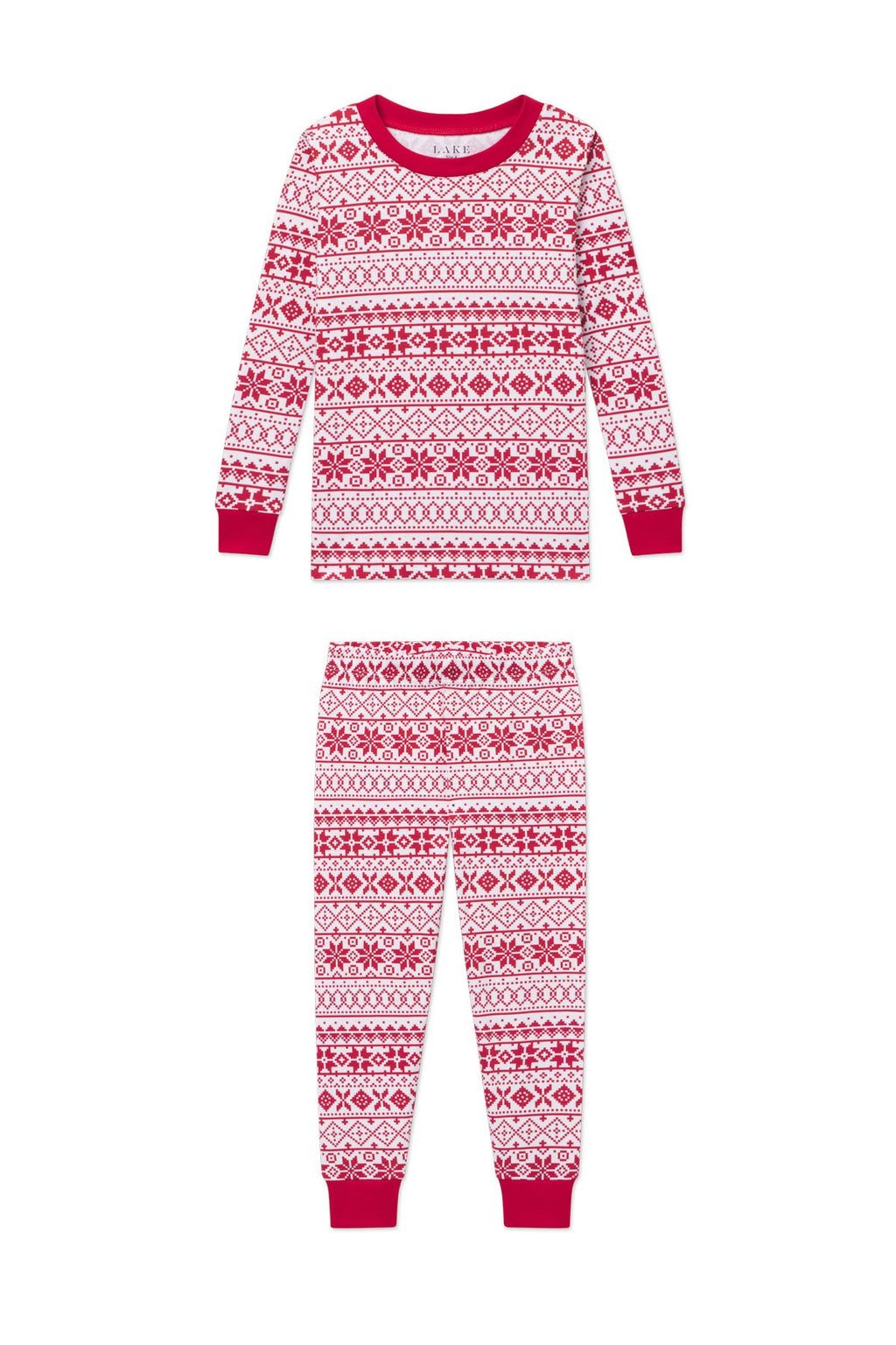 Kids Long-Long Set in Classic Red Fair Isle - Featured Image 3