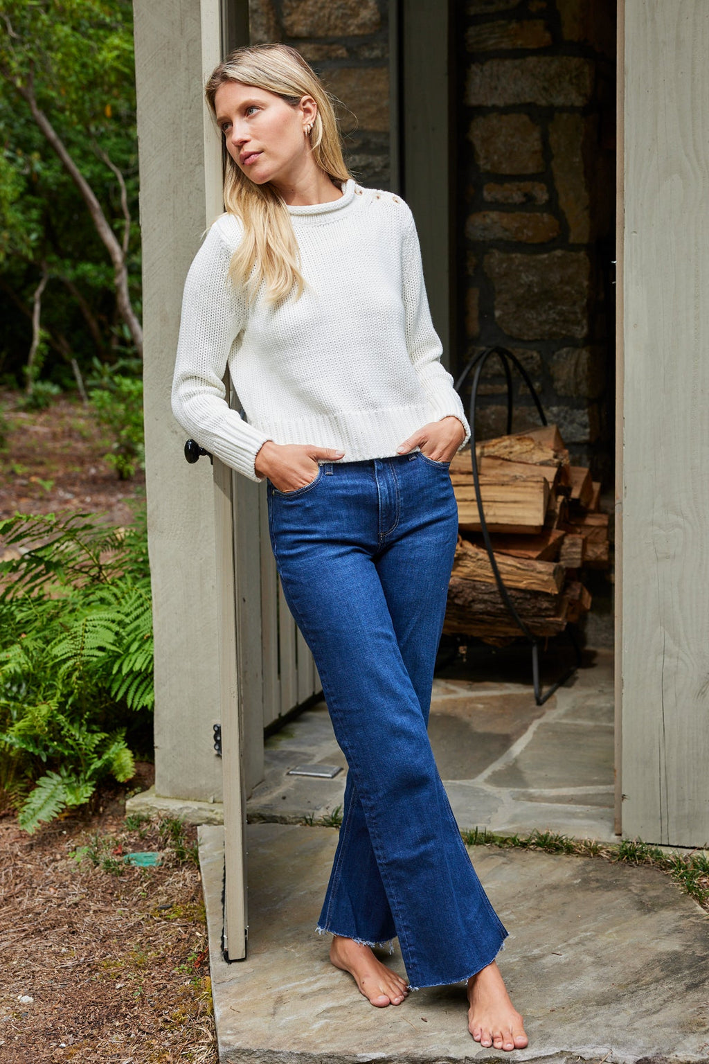 Jane Cotton Sweater in Ivory - Main Image 2