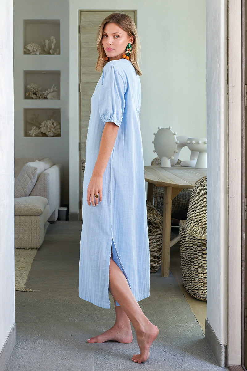 Gauze Caftan in Morning Blue - Main Image 3