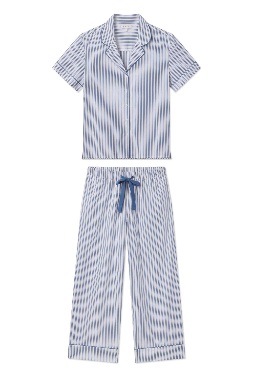 Poplin Chloe Pajama Set in Seaport Shoreline Stripe - Featured Image 4