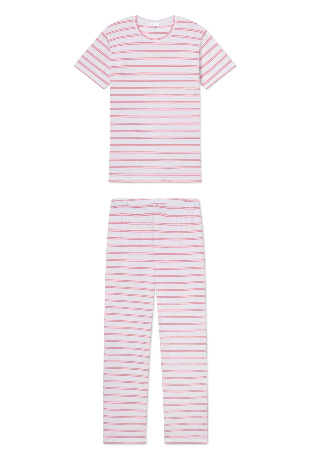 Pima Crew Short-Long Set in Sunkissed Coral Tidal Stripe - Featured Image 4