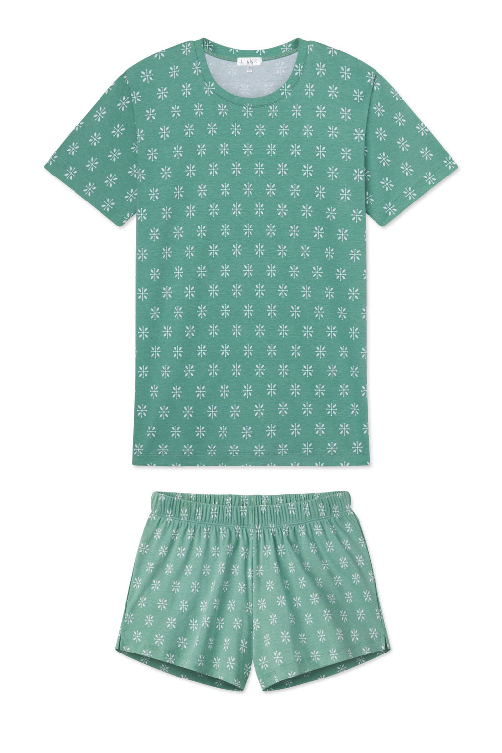 Pima Crew Shorts Set in Boxwood Moroccan Blockprint - Featured Image 4