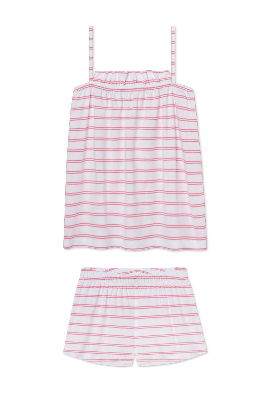 Pima Ruffle Shorts Set in Sunkissed Coral Tidal Stripe - Featured Image 3
