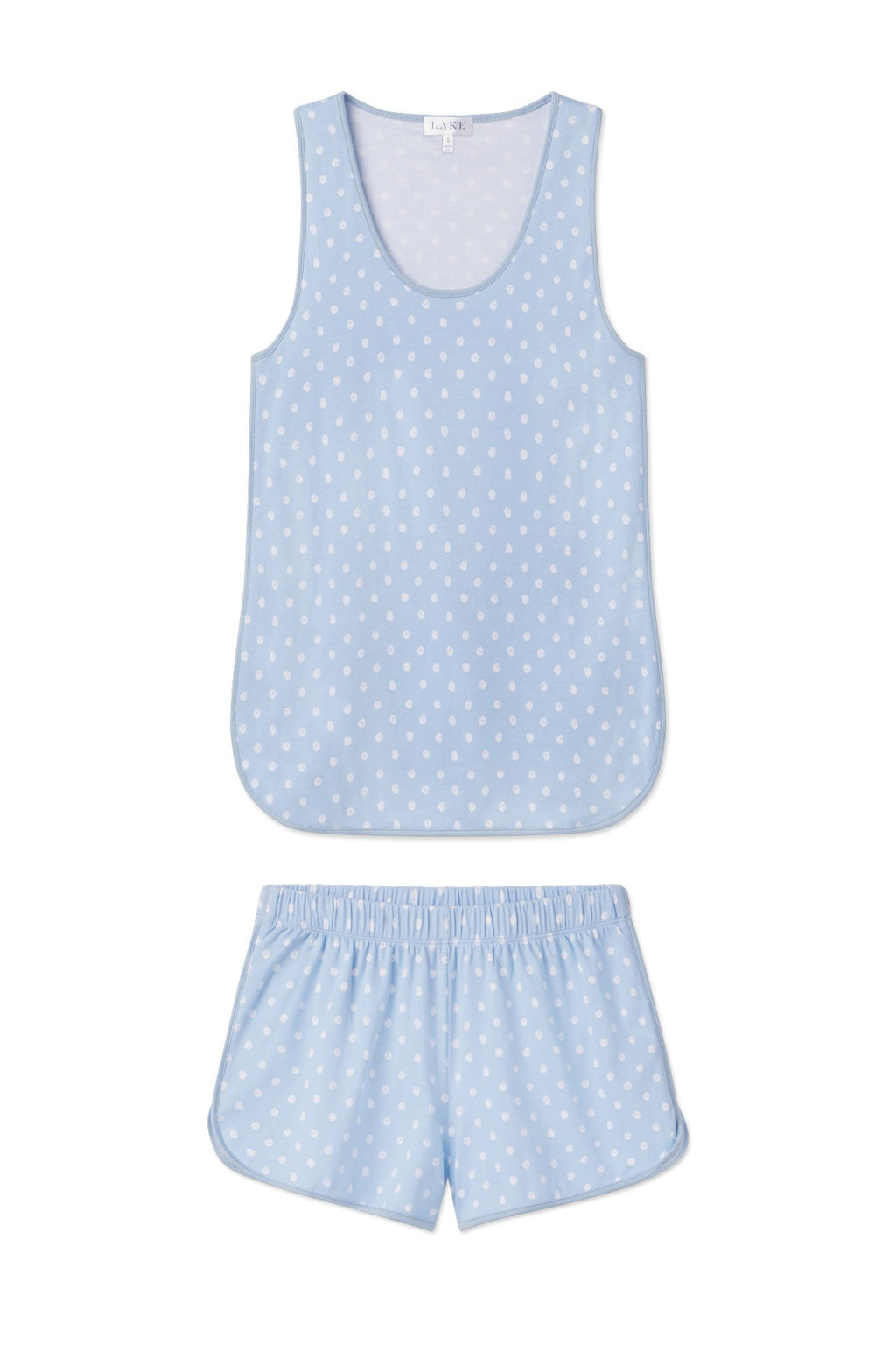 Pima Tank-Short Set in French Blue Brushed Dot - Featured Image 4