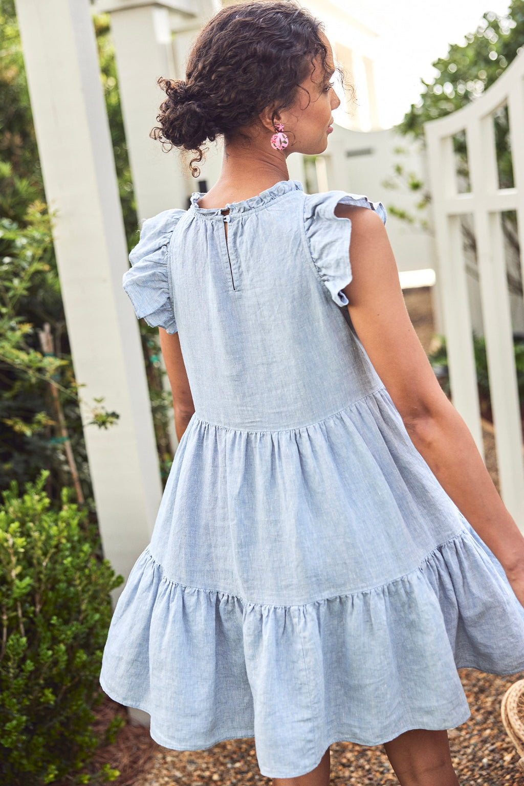 Helen Dress in Blue Linen - Main Image 5