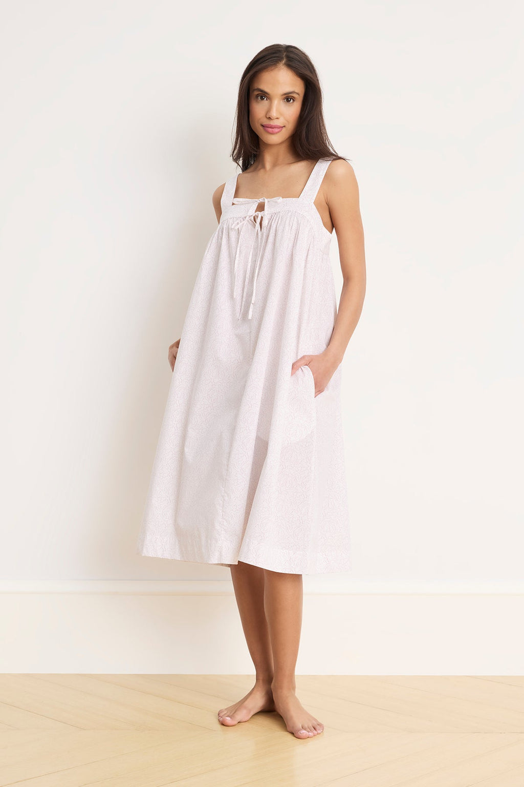 Poplin Caroline Nightgown in White Maze - Main Image 3