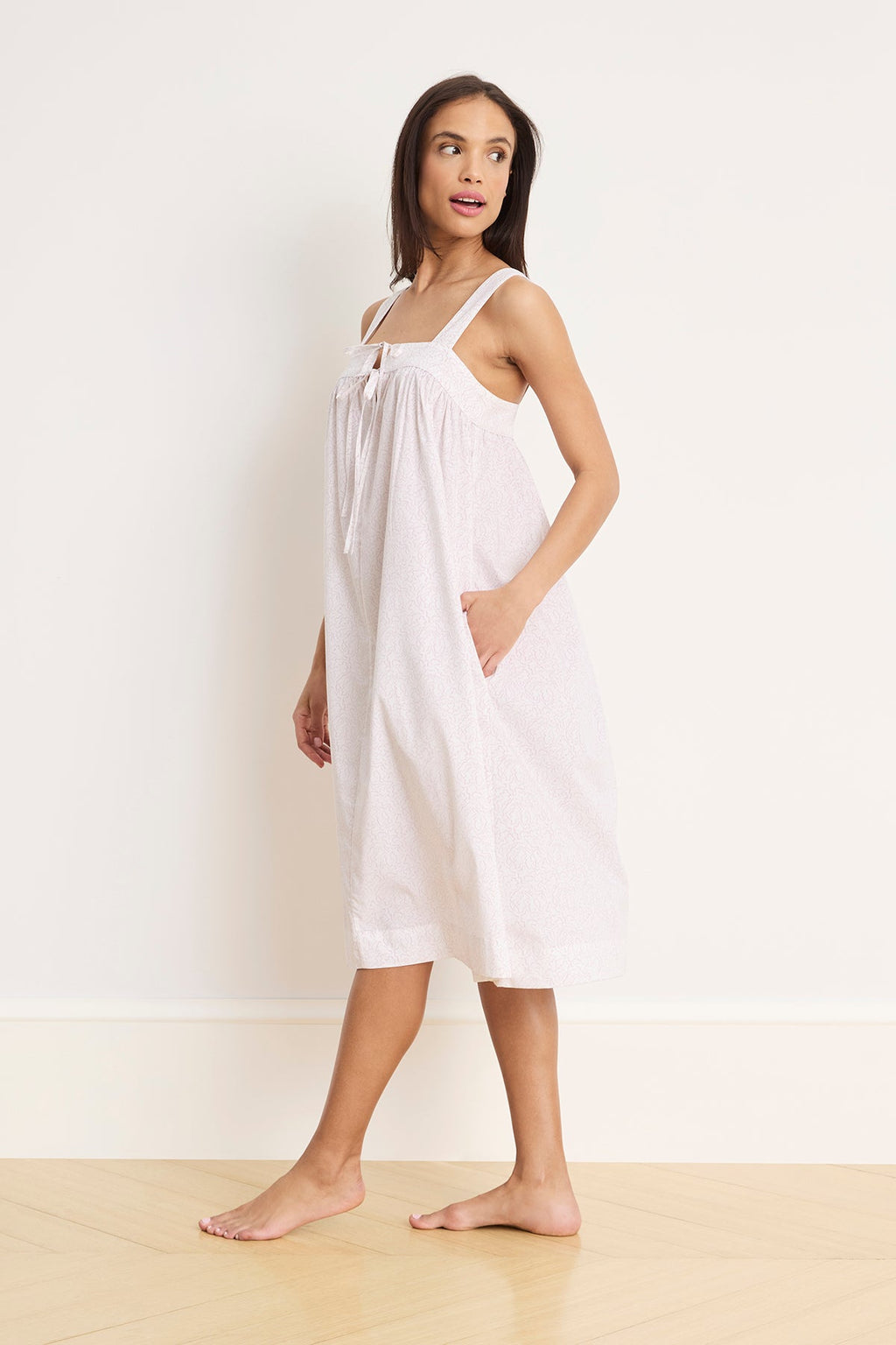 Poplin Caroline Nightgown in White Maze - Main Image 2