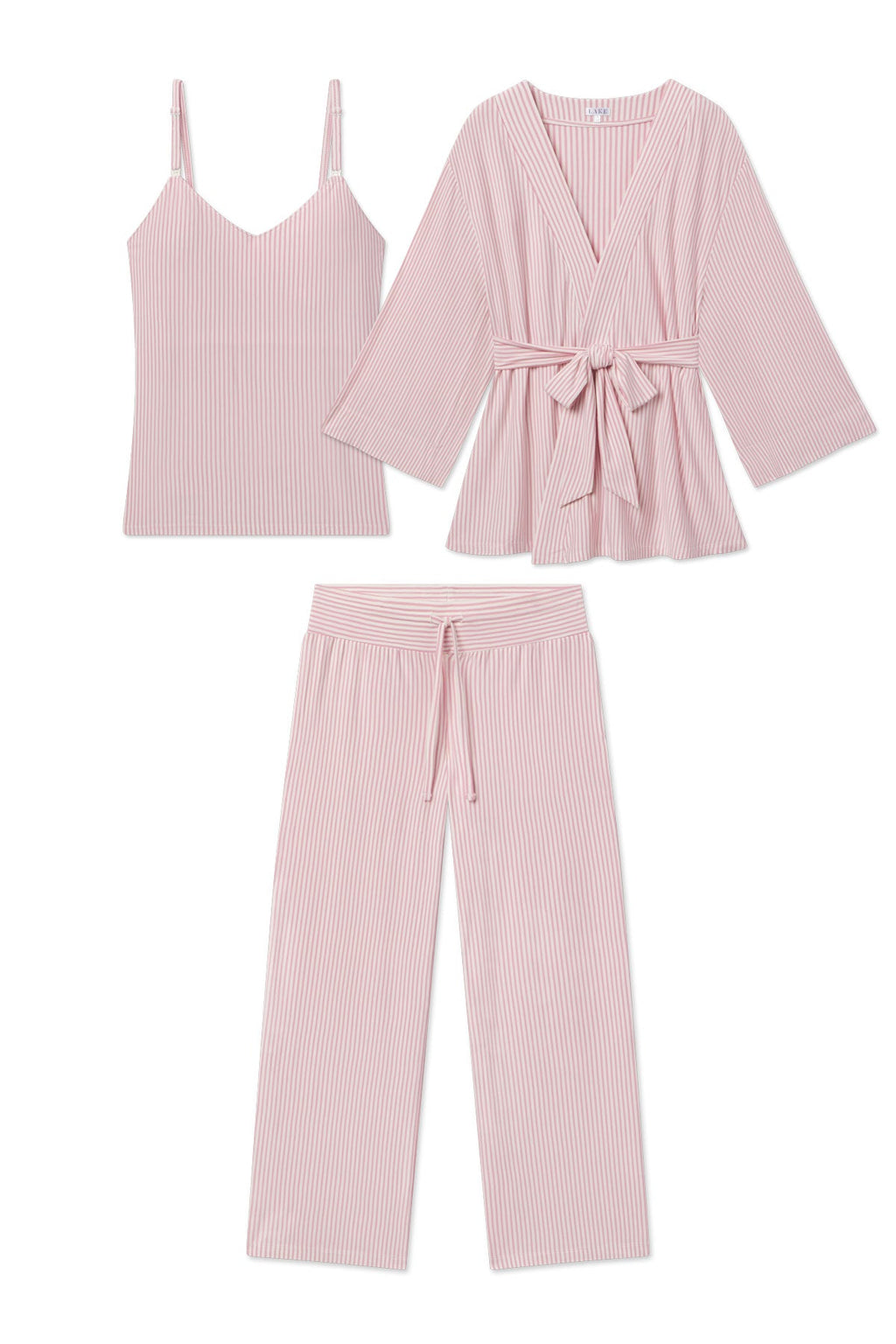 Maternity DreamModal Kimono Three-Piece Set in Carnation Pencil Stripe - Featured Image 5
