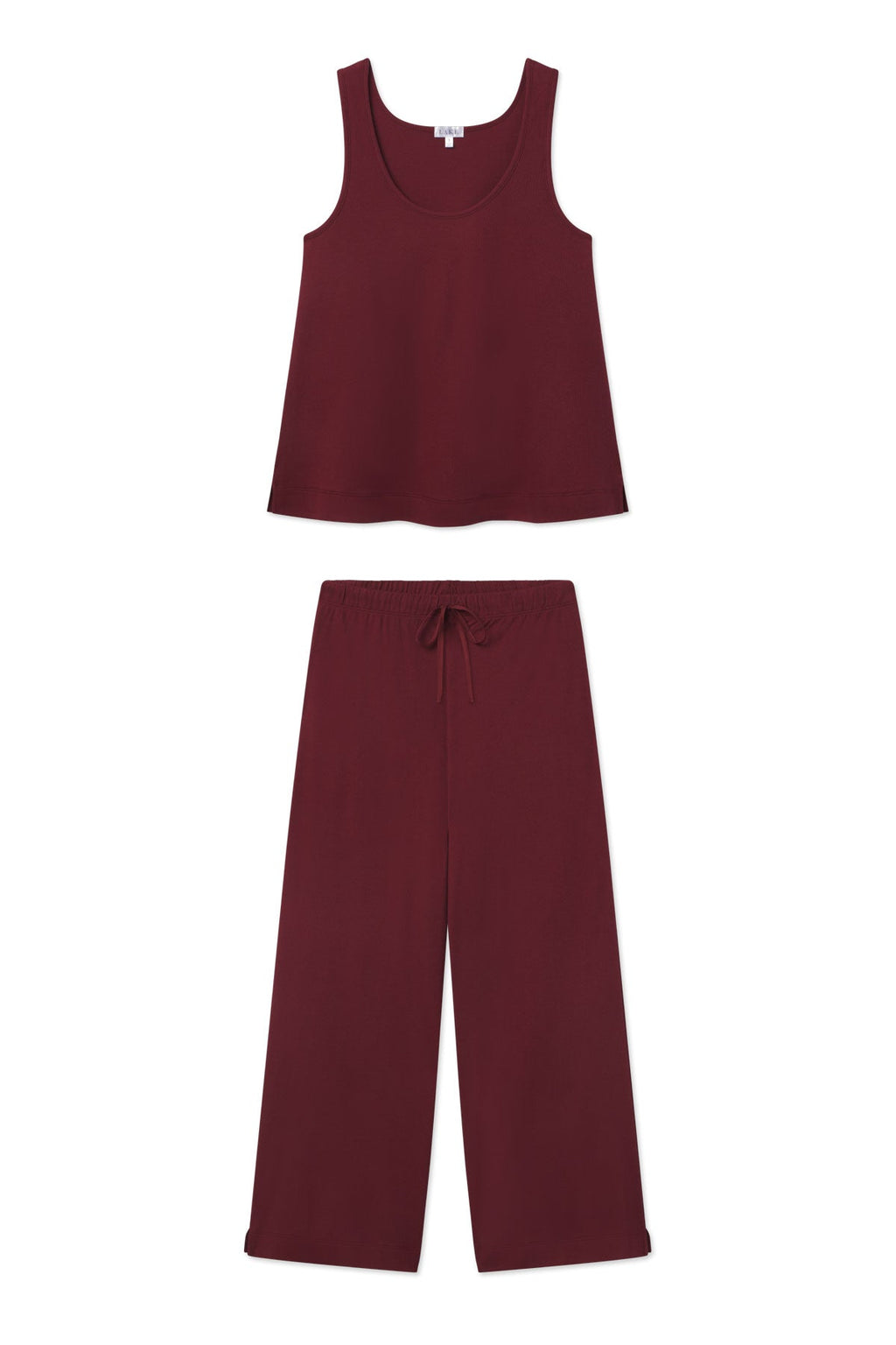 Pointelle Pajama Pants Set in Burgundy - Featured Image 4