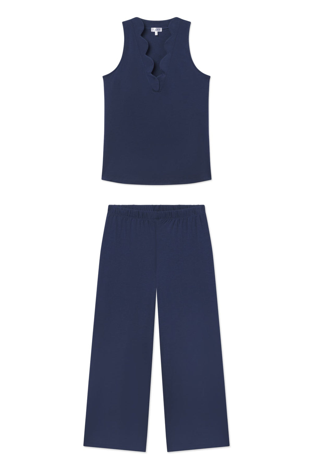 Pima Scallop Pants Set in Navy - Featured Image 4