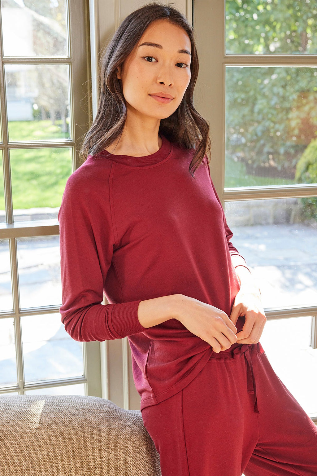 Relax Pants Set in Burgundy - Main Image 2