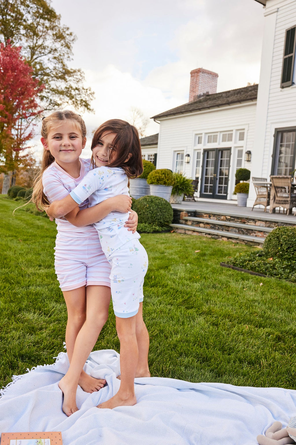 Kids Shorts Set in English Rose Picnic Stripe - Main Image 2