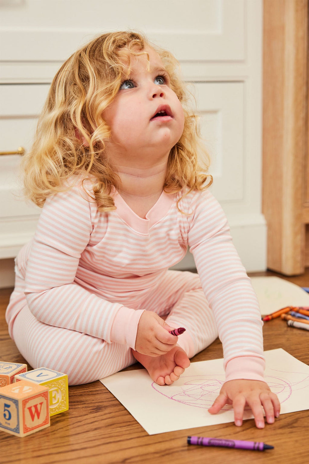 Kids Long-Long Set in English Rose Stripe - Main Image 1