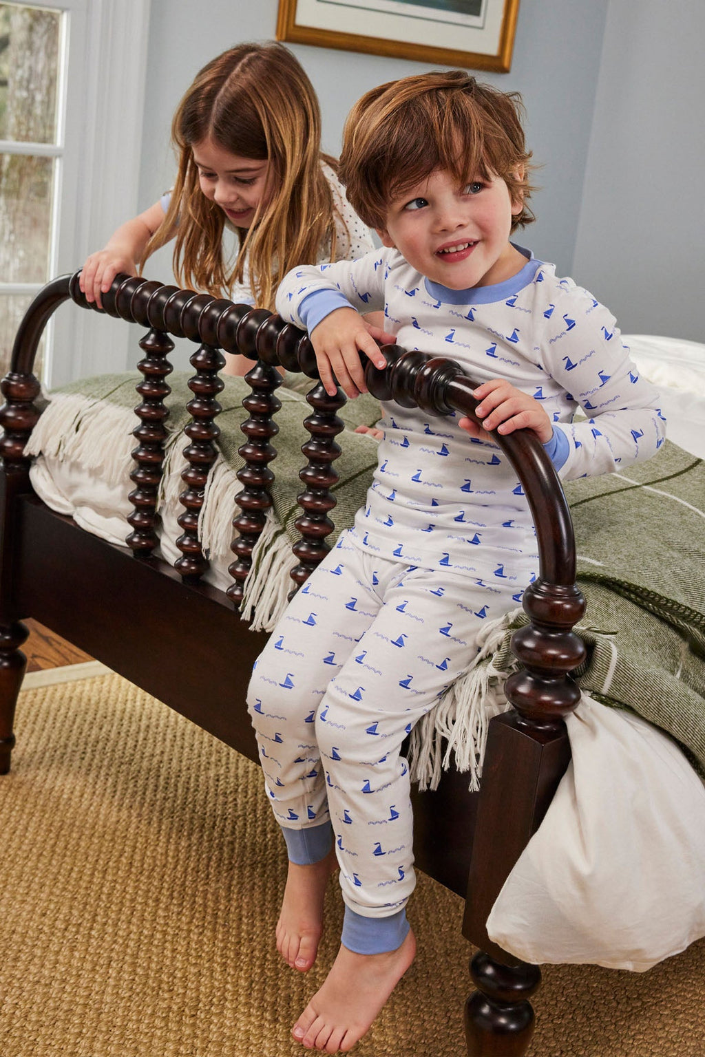 Kids Long-Long Set in Blue Multi Clipper Ship - Main Image 2