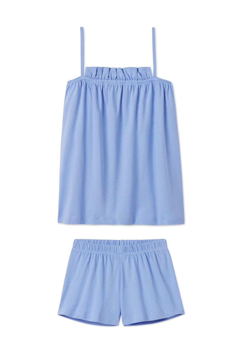 Pima Ruffle Shorts Set in Hydrangea - Featured Image 4