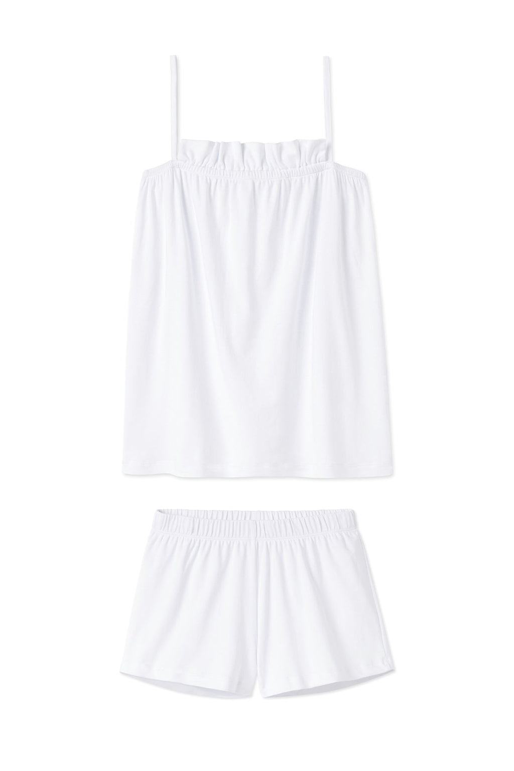Pima Ruffle Shorts Set in White - Featured Image 5