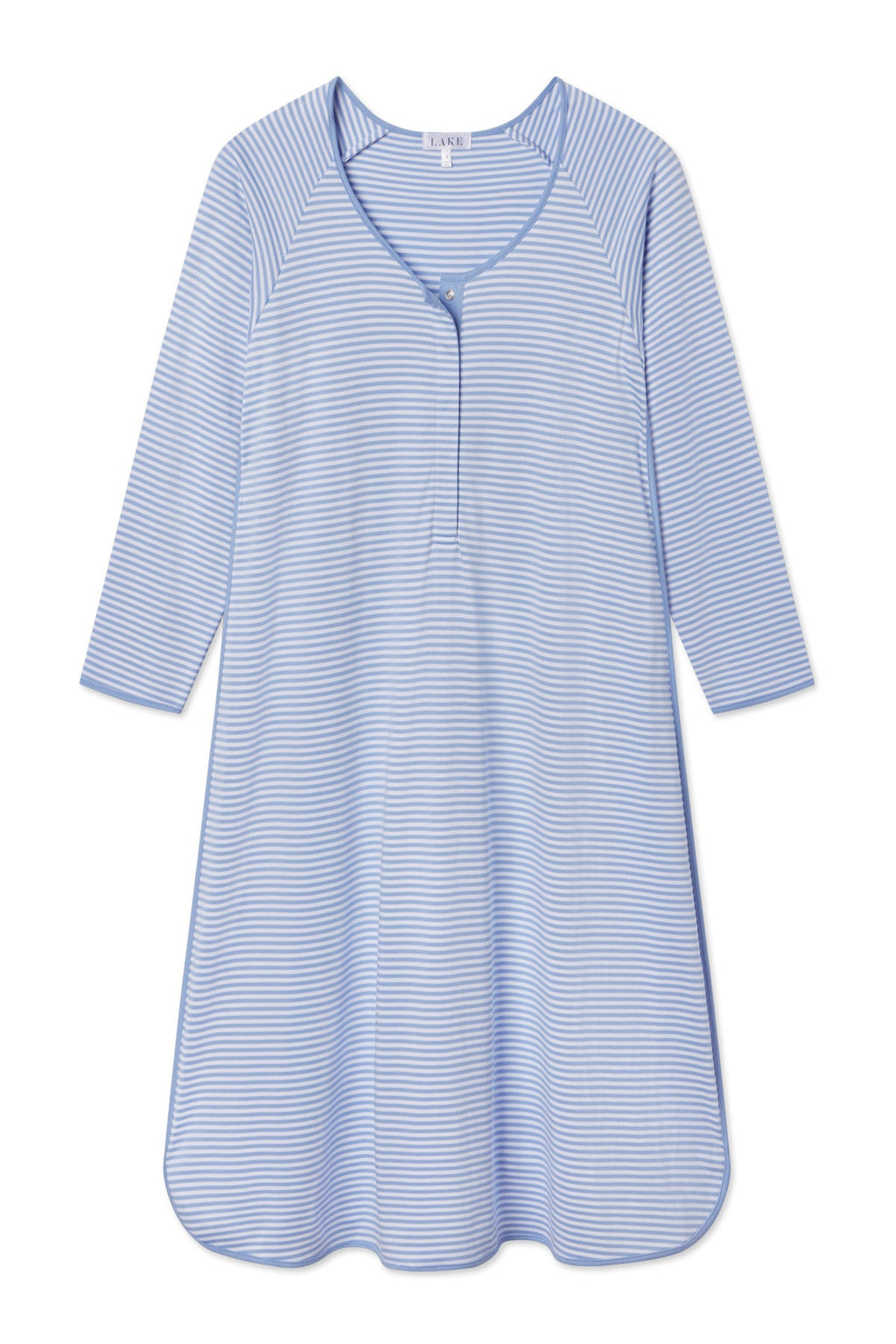 Pima Maternity Long Sleeve Nightgown in Hydrangea - Featured Image 4