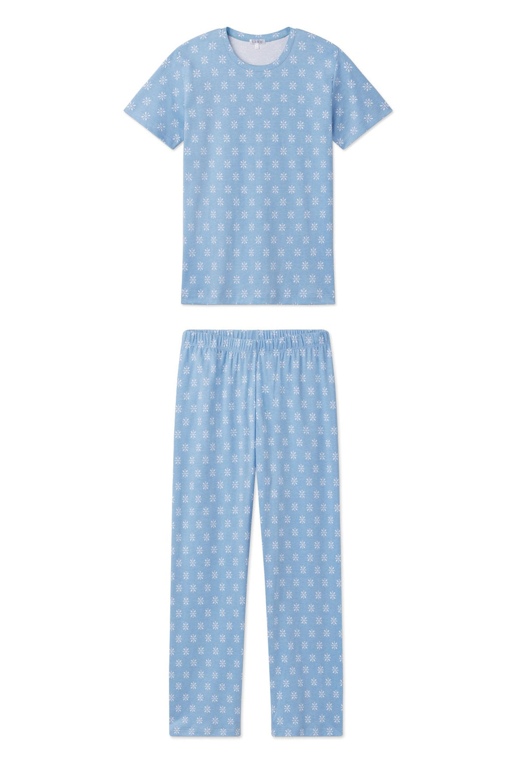 Pima Crew Short-Long Set in Serene Blue Moroccan Blockprint - Featured Image 4